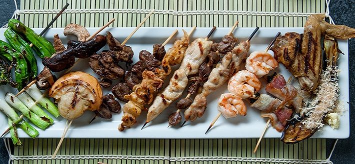 Yakitori selection of chicken skewers at Osaka Japanese restaurant in Las Vegas NV