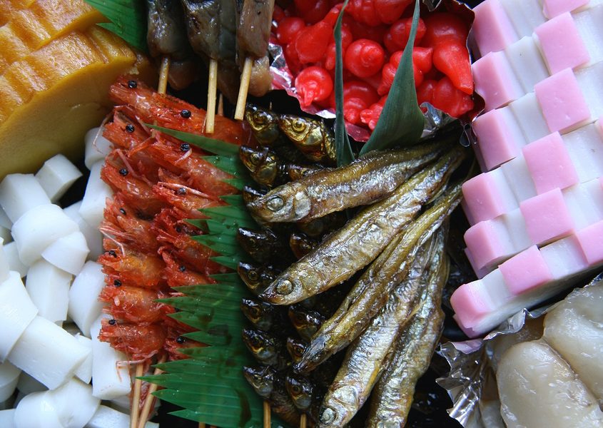 A traditional mix of Japanese New Year's foods called Osechi Ryori.