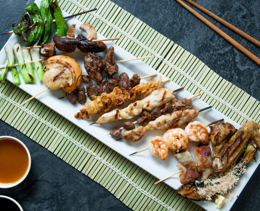 Selection of yakitori skewered chicken served at Osaka Japanese Bistro Henderson NV