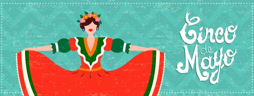 cinco de mayo banner with Mexican dancer illustration