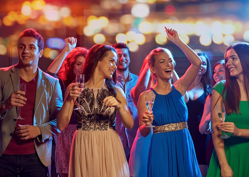 outdoor partiers in Las Vegas celebrating Cinco de Mayo holiday