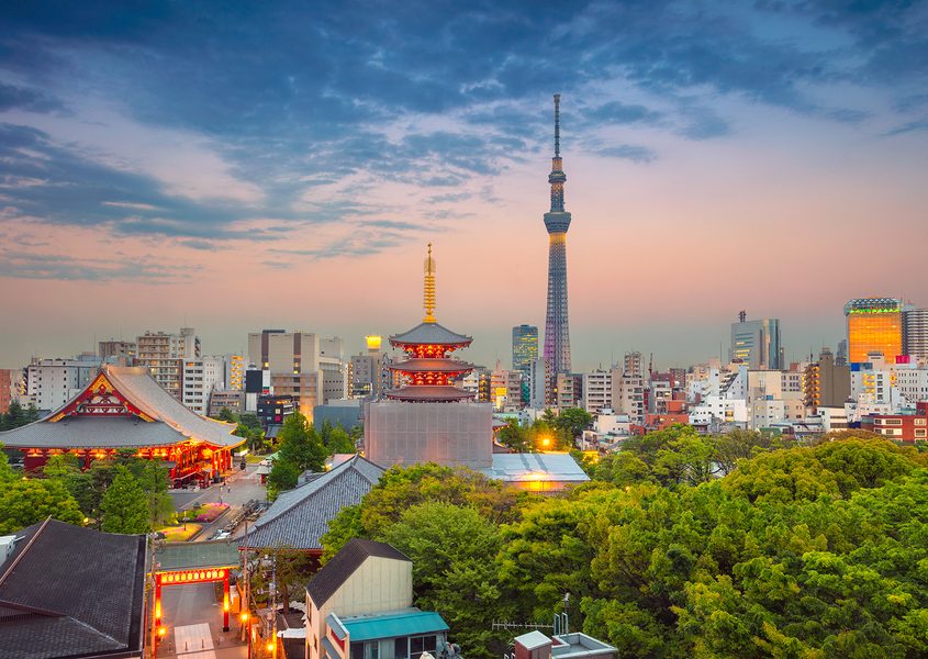 image of Tokyo skyline during twilight in Japan.