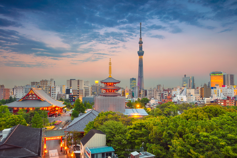image of Tokyo skyline during twilight in Japan.